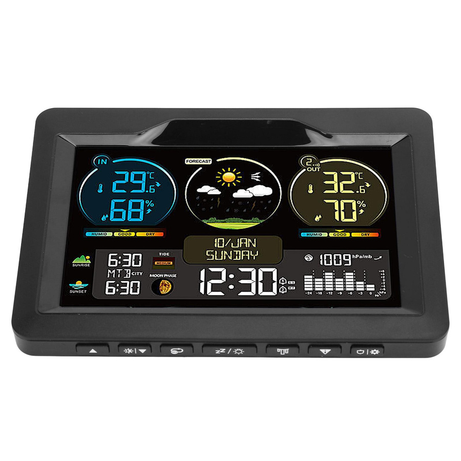 KONNWEI Digitales Wetterthermometer, kabelloser Temperatur- und Feuchtigkeitsmonitor mit elektrischem Sonnenaufgang, Schwarz - Bild 3