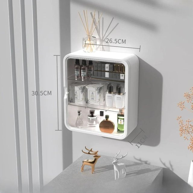 Walk Vogue Kosmetik-Aufbewahrungsregal für Badezimmer und Schlafzimmer, Wandregal mit Rückwand, Weiß, Matt - Bild 1