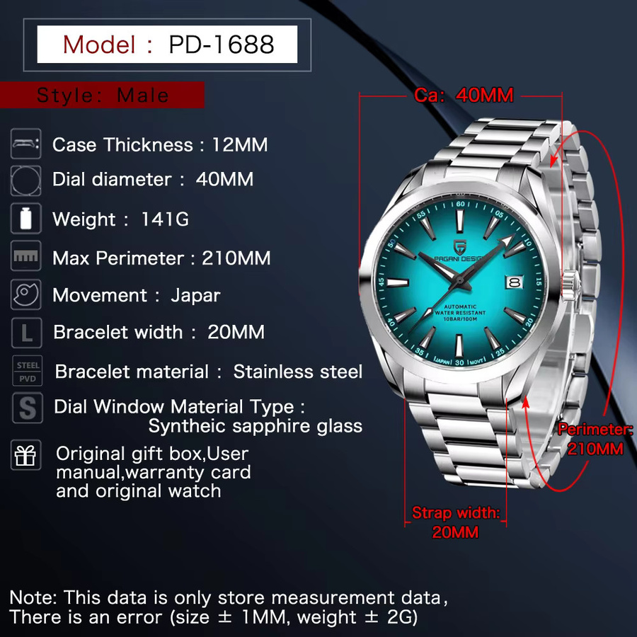 Pagani Design Automatik-Armbanduhr, Edelstahl, Saphirglas, Herren - Bild 5