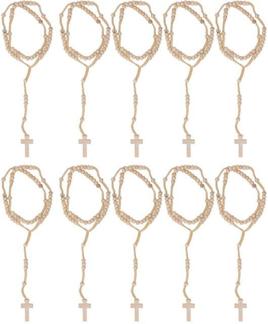 Rosenkranz Halskette, Holz, beige, Unisex - Bild 1