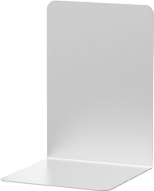 2er Set Buchstützen aus Aluminium in L-Form, Geometrisches Design, Silber oder Weiß, B/T/H: 12 x 12 x 17,5 cm - Bild 1