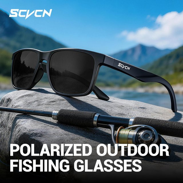 SCVCN Sonnenbrille, Vollrand, Square, Kunststoff, Schwarz, polarisiert - Bild 1