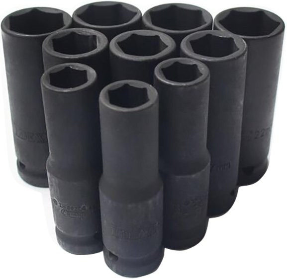 QRMQR Schlagschrauberschlüssel-Buchsen Set 1/2 Zoll 6-Punkt Schwarz, Länge: 78 mm, Auswahl 8 mm bis 24 mm - Bild 1