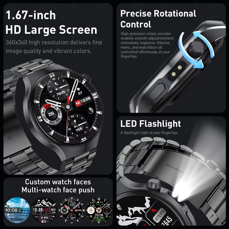 LIGE Smartwatch, Edelstahl, Silber, Herren - Bild 2
