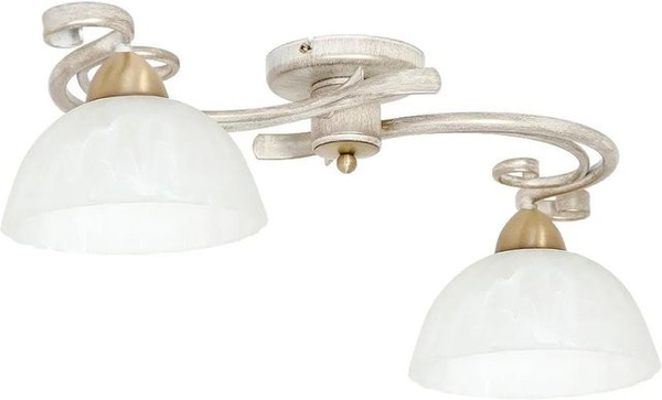 Licht-Erlebnisse Deckenlampe im Shabby Chic aus Metall und Glas in Weiß und Messing mit 2 E27 Fassungen