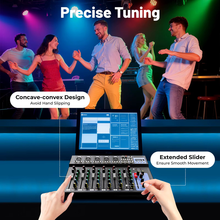 Professioneller 7-Kanal Audio-Mixer in Schwarz für Heim-KTV und Musikaufnahmen - Bild 5
