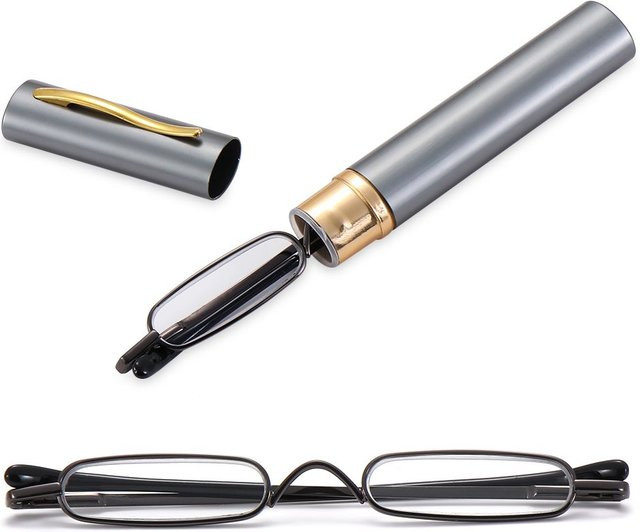 Unisex Federbügel-Lesebrille, Vollrand, rechteckig, Metall - Bild 1