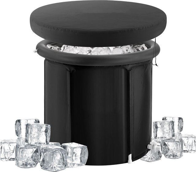 SucceBuy Aufblasbares Eisbad für Kaltwassertherapie, Tragbare Ice Barrel Plunge Pool für Athleten, Schwarz, Rund - Bild 1