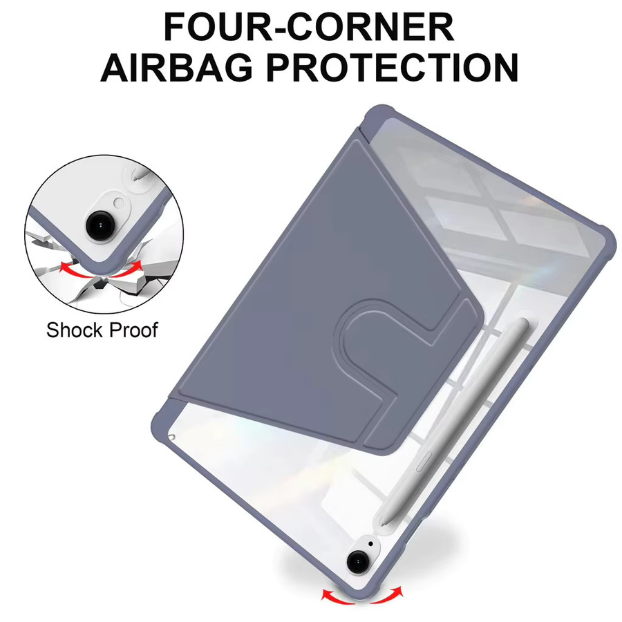 Samsung Schutzhülle mit 360 Grad Rotation und Stifthalter als Flip Cover in Grau für Galaxy Tab A9 S9 S8 S7 Plus FE A8 S6 Lite - Bild 2