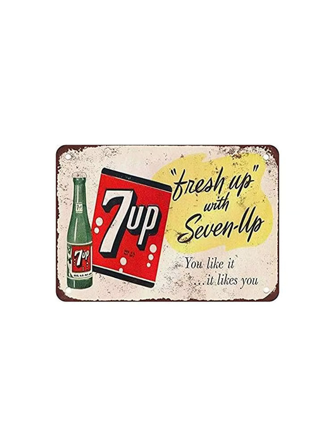 PaBoe Metall-Blechschild Sign Up With 7-Up im Vintage-Look als Wanddekoration, Mehrfarbig, Breite: 20,0 cm, Höhe: 14,0 cm - Bild 2