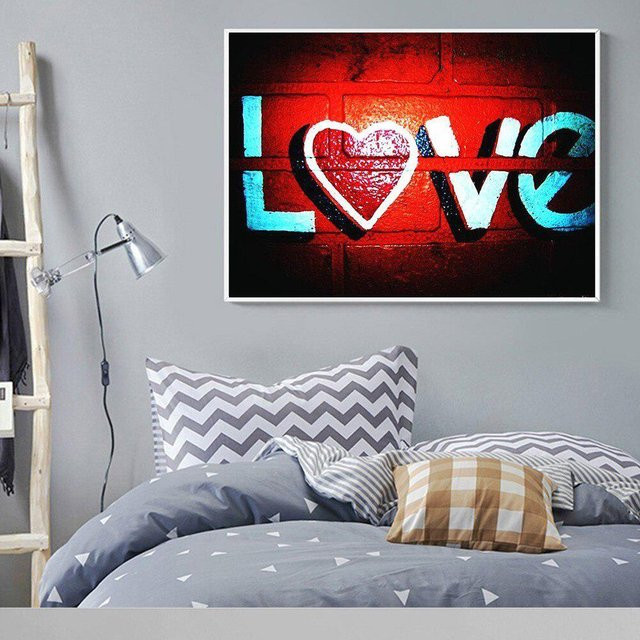 FIYO 5D Diamantmalerei Landschaft mit roten Strasssteinen, Motiv Liebe, B/H: 20 x 30 cm - Bild 1