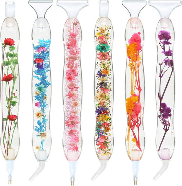 Doppelkopfter Resin Diamond Painting Stift mit Kristallblumen-Design für DIY Bastelarbeiten und Kreuzstich in Multicolour - Bild 1
