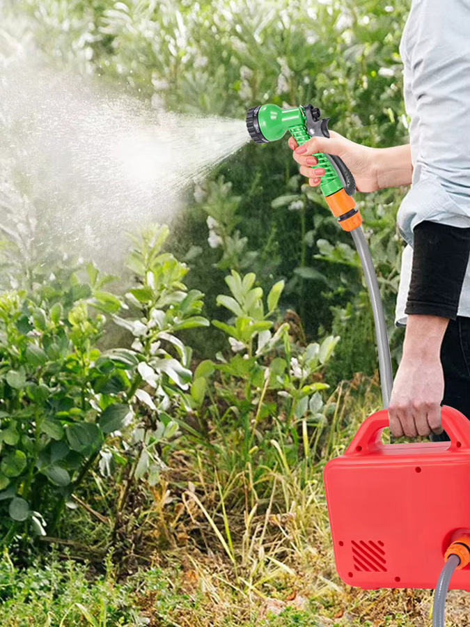 ONEVAN Akkubetriebene elektrische Wasserpumpe 260 W für Makita 18 V Akku, tragbare Gartenpumpe zur Rasenbewässerung in Rot - Bild 6