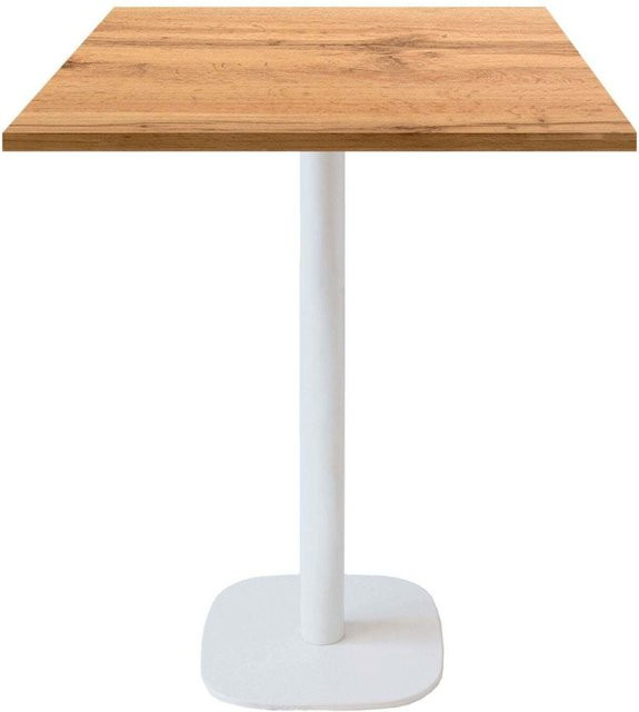 RestooTab Stehtisch Round quadratisch mit höhenverstellbarem Gestell, Eiche und Weiß, B/T/H: 70 x 70 x 113 cm - Bild 1