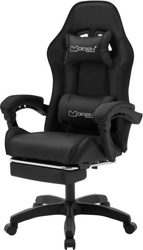 ML-Design Gaming Stuhl in Schwarz aus Kunstleder mit Fußstütze, Armlehnen und Kopfstütze - Bild 1