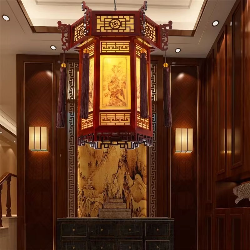 Lava Corki Hängelampe im chinesischen Stil aus Bambus in Braun und Beige für Wohnzimmer, Esszimmer oder Restaurant - Bild 3