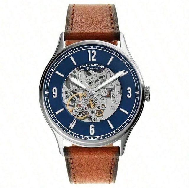 Fossil Armbanduhr Automatik, Leder, blau, Herren - Bild 1