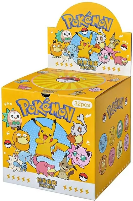 32 Stück Pokemon Pikachu Mystery-Radiergummis von Bandai in Mehrfarbig als Sammelset für die Schule - Bild 1
