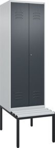 C+P PSA Doppel-Spind Classic PLUS Sitzbank mit 2 Abteilen und Kunststoff-Sitzfläche, B/T/H: 212 x 60 x 81,5 cm, Anthrazit/Grau - Bild 1