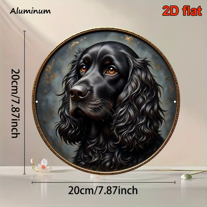 Runde Vintage Beschilderung HELLOYOUNG mit Black Kirk Spaniel Portrait, Durchmesser: 20 cm - Bild 2