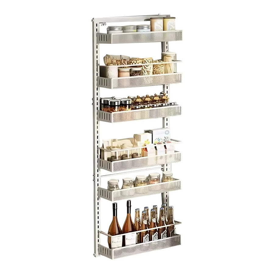 HiMISS 6-stufiger Über-der-Tür-Organizer aus Metall für die Vorratskammer, Hänge- und Wandmontage, Weiß, B/T/H: 44,0 x 126,0 cm - Bild 4