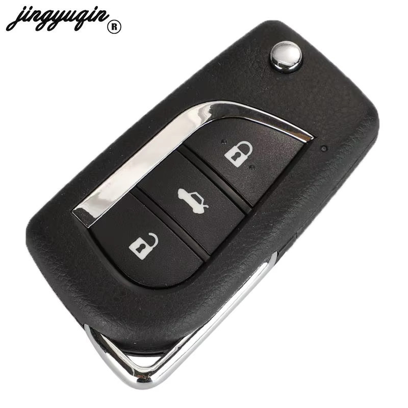 Jingyuqin Flip Remote Autoschlüssel 433 MHz mit D66 Chip für Toyota Yaris Avensis Corolla Carina Schwarz - Bild 3