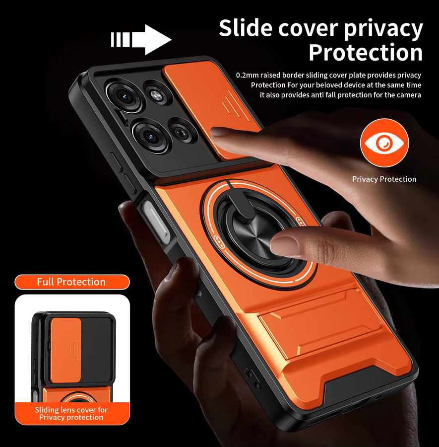 Stoßfeste Panzer-Handyhülle für Motorola Moto G15 G17 Power G05 E15 G04 G24 G04S E14 Edge 70 60 60S 50 Fusion G 5G Play in Silber und Orange - Bild 5