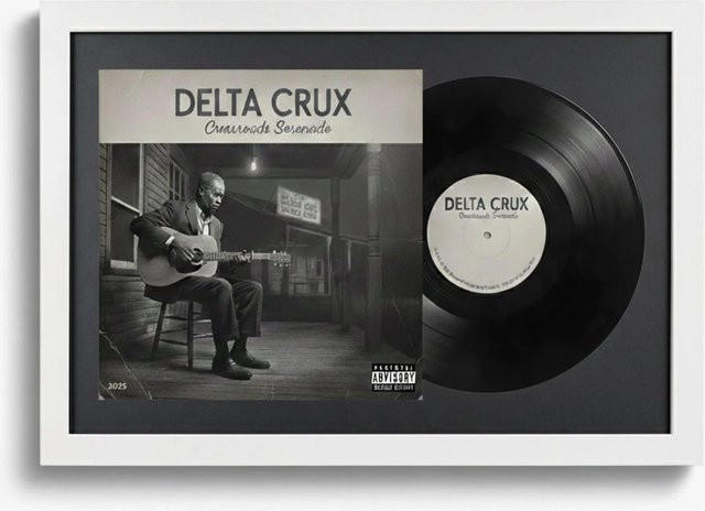 K-Möbel Schallplatten Rahmen Weiß mit schwarzem Passepartout für Vinyl und Cover, B/H: 40 x 60 cm - Bild 1