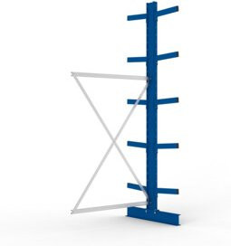 Meta Kragarmregal Anbau IPE140 doppelseitig in Enzianblau mit 10 Armen je Ständer, B/T/H: 300 x 130 x 80 cm - Bild 1
