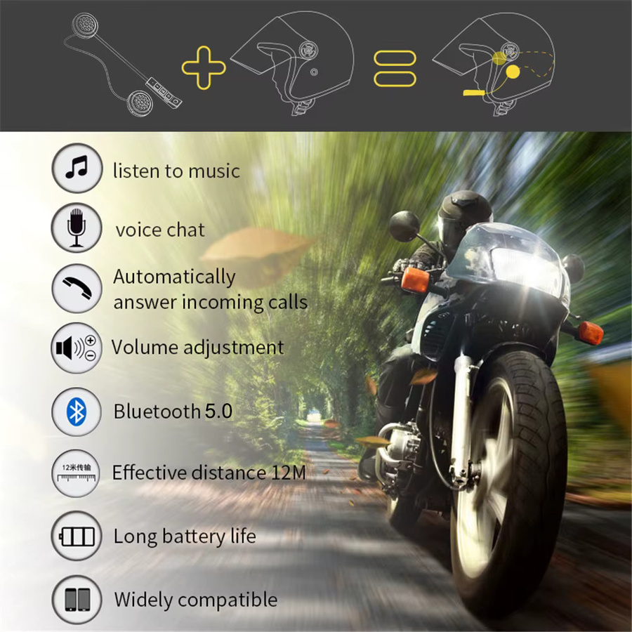 kebidumei BT11 Motorradhelm-Headset Bluetooth 5.0 Kabelloser Fahrkopfhörer in Schwarz mit wasserdichtem Freisprechlautsprecher - Bild 2