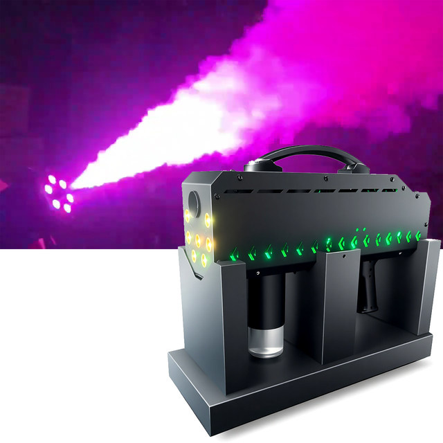 Wiederaufladbare kabellose LED-Rauchpistole mit 1500W Leistung und DMX-Steuerung in Schwarz und Grau für Party, Club und DJ-Einsätze - Bild 1