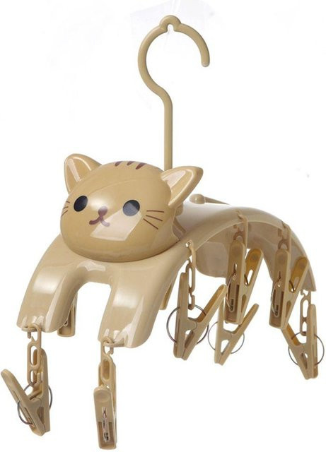Yiran Furniture Cartoon-Katze Wäscheständer mit 10 Clips für Socken und Unterwäsche, erhältlich in Schwarz, Weiß, Gelb und Beige - Bild 1