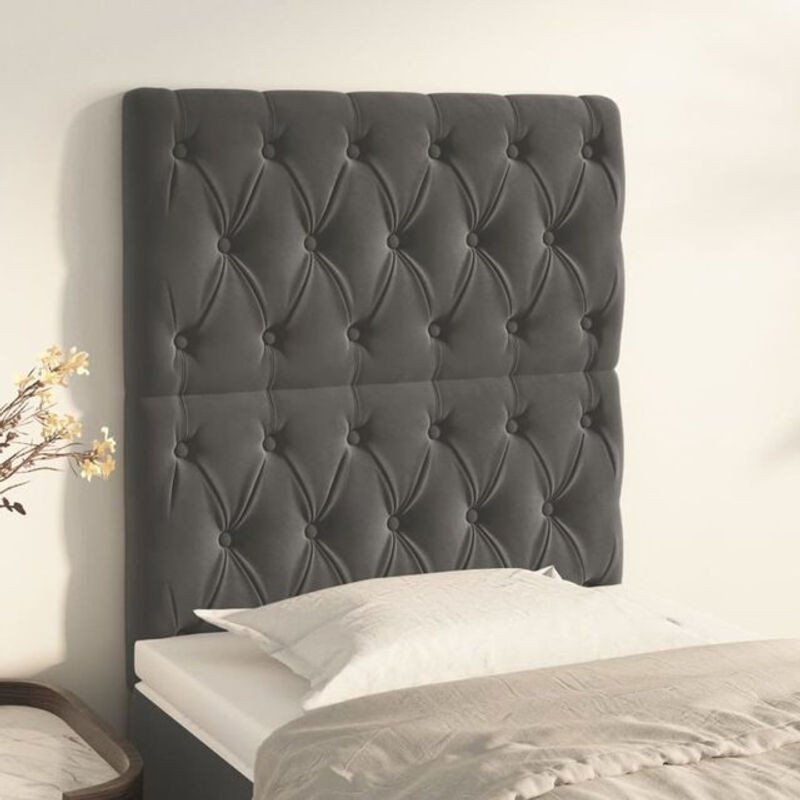 Vidaxl Kopfteile 2er Set aus Samt in Anthrazit Grau Klassisch B/H: 80 x 78/88 cm, Tiefe: 7 cm - Bild 1