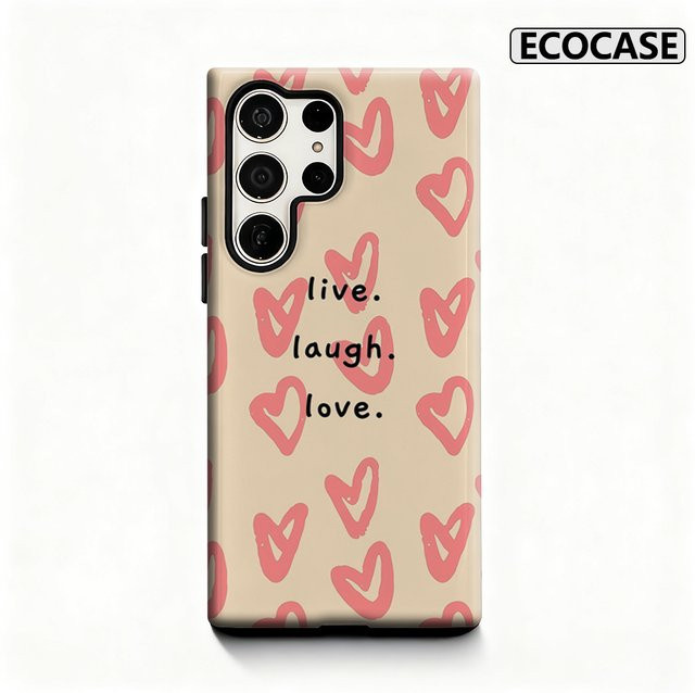 Live Laugh Love Hearts Handyhülle für Samsung Galaxy S25 Ultra, S24 und S23 Ultra Plus mit glänzender doppellagiger Rückseite in Multicolour - Bild 1