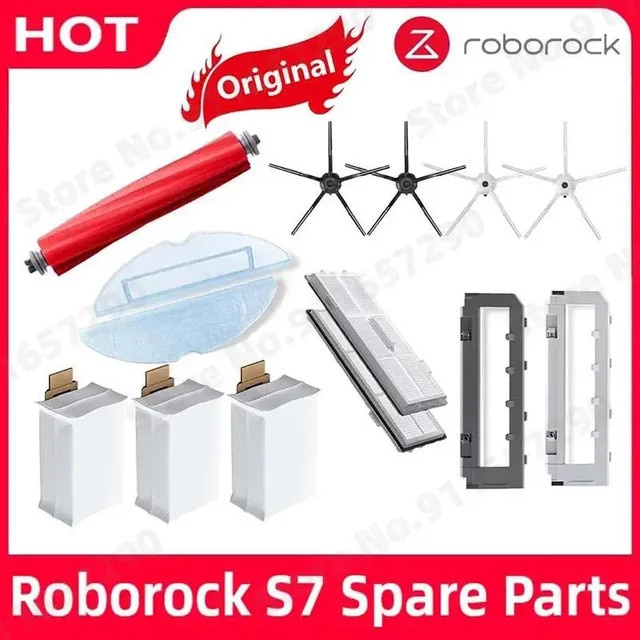 Roborock S7 Zubehör-Set in Multicolour: Waschbarer Filter, Hauptbürste, Wischtuch, Seitenbürste, Staubbeutel und Halterung für deinen Roboterstaubsauger - Bild 1