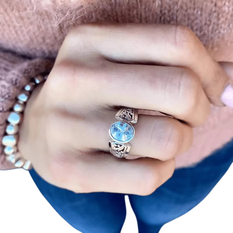 YoYo Ring, 925 Silber, Zirkonia, Vintage, Damen - Bild 2