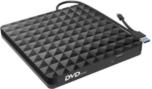 Tragbarer COOLMOON DVD-Brenner mit USB-A und USB-C Anschluss in Schwarz - Bild 1