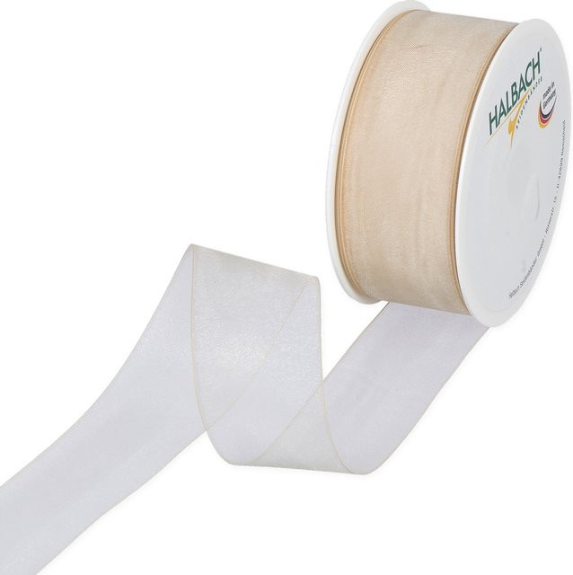 Halbach Organzaband Natur in Beige und Transparent, Breite: 4,0 cm, Länge: 5 m - Bild 1