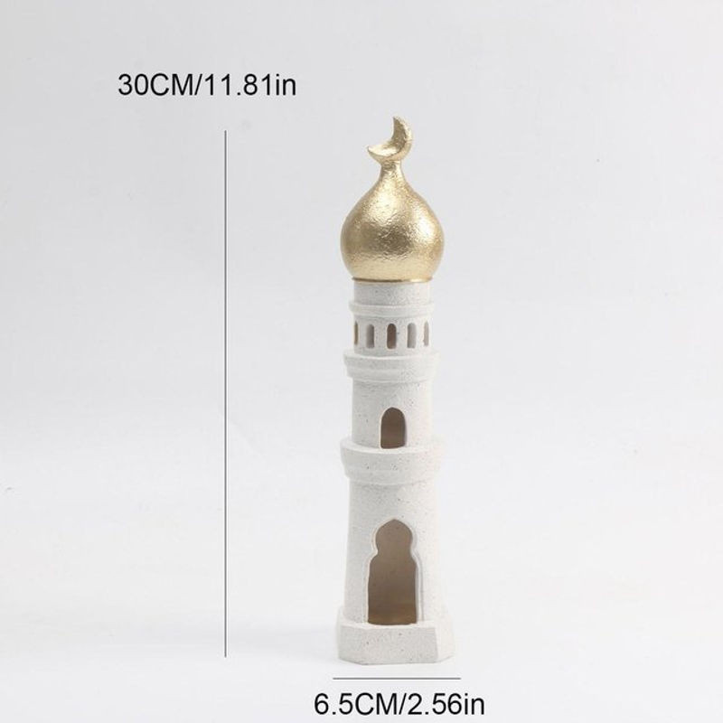 Bestbags Islamisches Kaaba Moschee Ornament aus Kunstharz in Weiß für Ramadan und al-Fitr als Tischdekoration - Bild 1