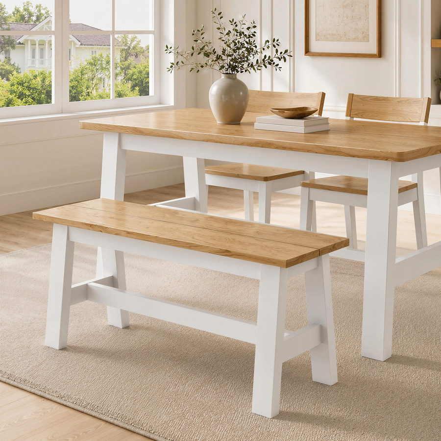 HOMCOM Küchenbank aus Holz in Eiche, moderne Sitzbank für Esszimmer und Schlafzimmer, B/T/H: 95 x 30 x 45 cm - Bild 2
