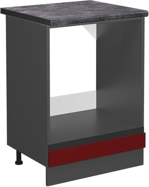 Vicco R-Line Herdbauschrank in Rot/Anthrazit mit offenen Regalfächern, Breite: 60 cm, Höhe: 81,6 cm, Tiefe: 60 cm - Bild 1