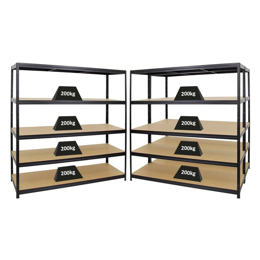 3er Set PROREGAL Schwerlastregal Giant Elephant in Schwarz mit verstellbaren Fachböden aus MDF und Metall, H x B x T: 180 x 180 x 60 cm - Bild 2