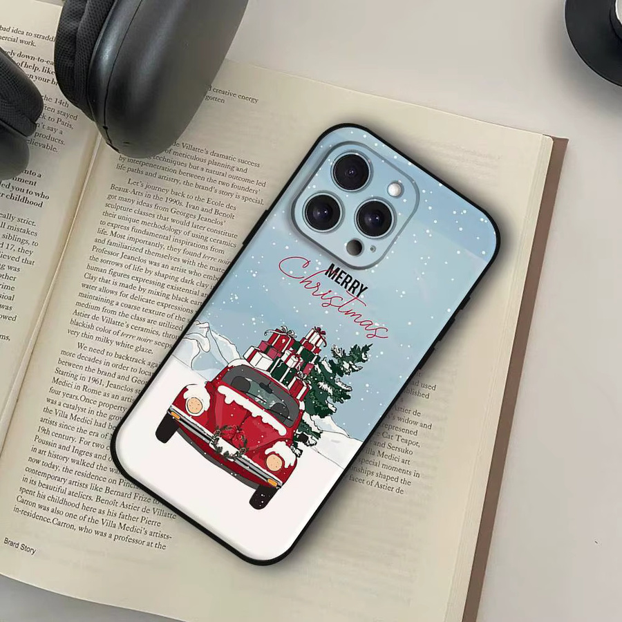 Mesuca Handyhülle mit Weihnachts- und Neujahrsdesign für iPhone 11 bis iPhone 17 Pro Max, Schwarz und Multicolour, Softcover - Bild 5