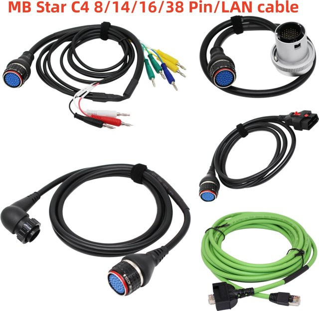 MB Star C4 OBD2-Autodiagnosetool mit WIFI und LAN-Anschluss in Schwarz inklusive 8/14/16/38-Pin-Kabeln - Bild 1