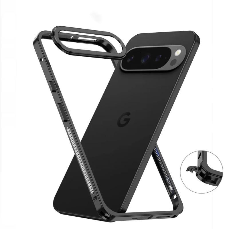 Stoßfeste Aluminiumlegierung Schutzhülle für Google Pixel 10 Pro 9 Pro XL 8 7 in Schwarz mit Wärmeableitung - Bild 1