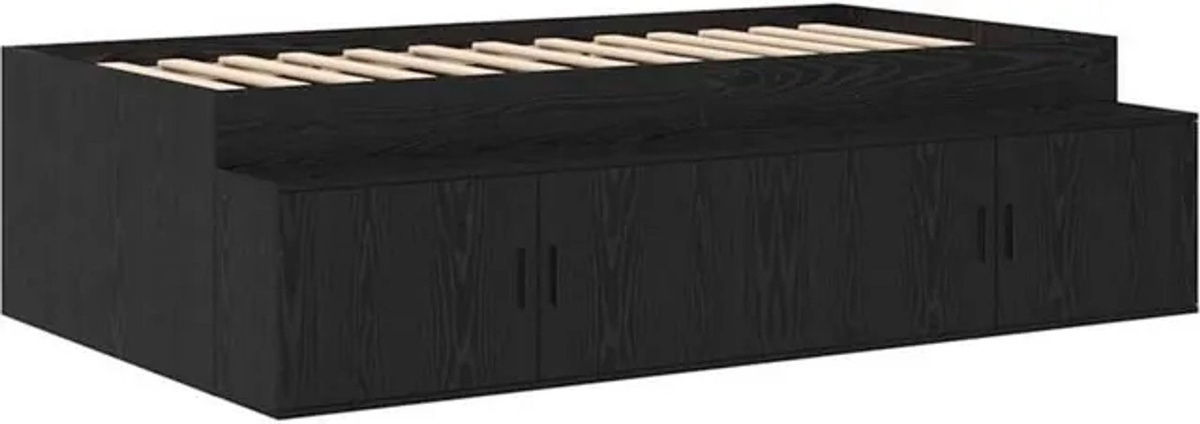 Vidaxl Funktionsbett mit Stauraum in Schwarz aus Holzwerkstoff, Modernes Design, B/T: 90 x 200 cm - Bild 1