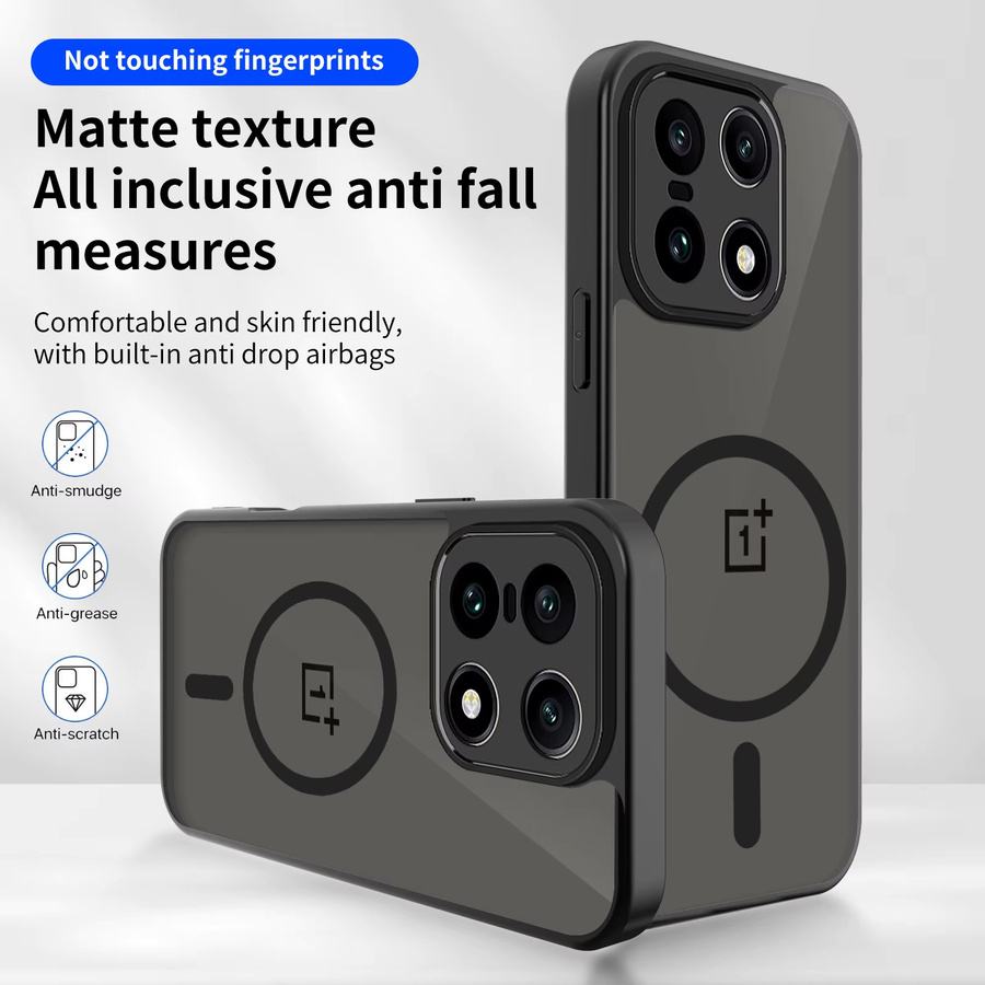 Magnetische matte Schutzhülle für OnePlus 15 13 13R ACE 5 Pro Nord CE5 13T 13S 5G in Schwarz mit MagSafe Kompatibilität und stoßfestem Design - Bild 2