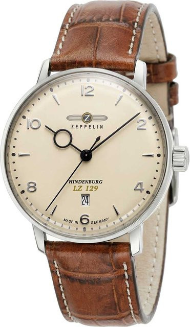 Zeppelin Hindenburg LZ129 Herrenuhr, Quarz, Edelstahl, 40 mm, Leder, 5 ATM - Bild 1