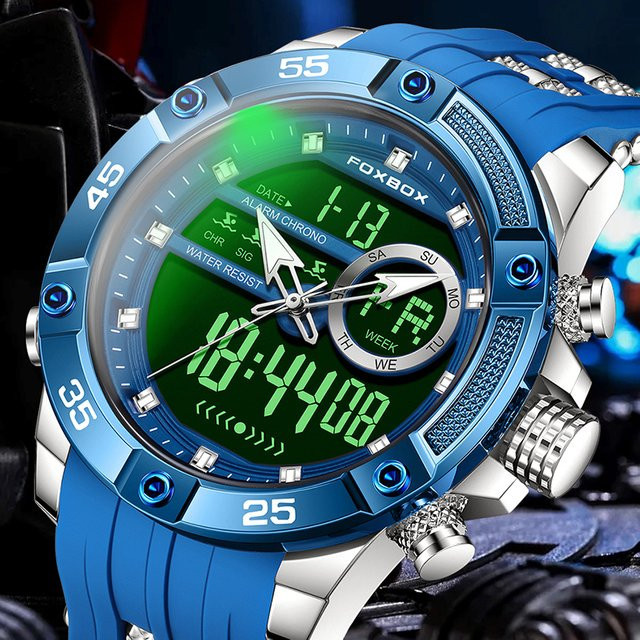LIGE FOXBOX Digitaluhr, Silikon, Blau, Herren - Bild 1