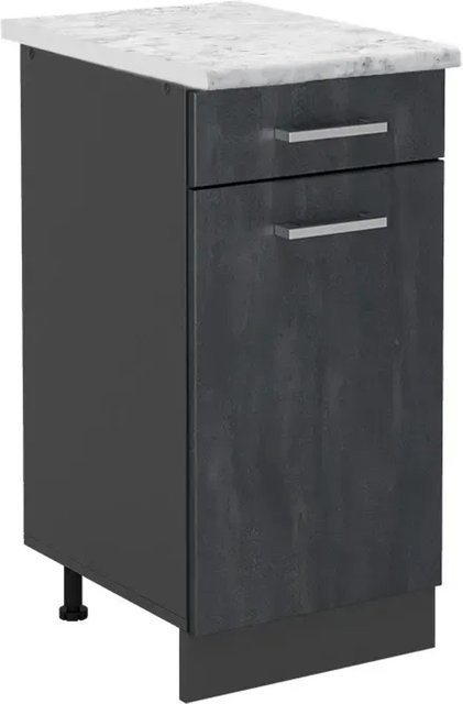 Vicco Küchenunterschrank R-Line in Schwarz Beton/Anthrazit mit Marmor-Optik, Breite: 40 cm - Bild 1